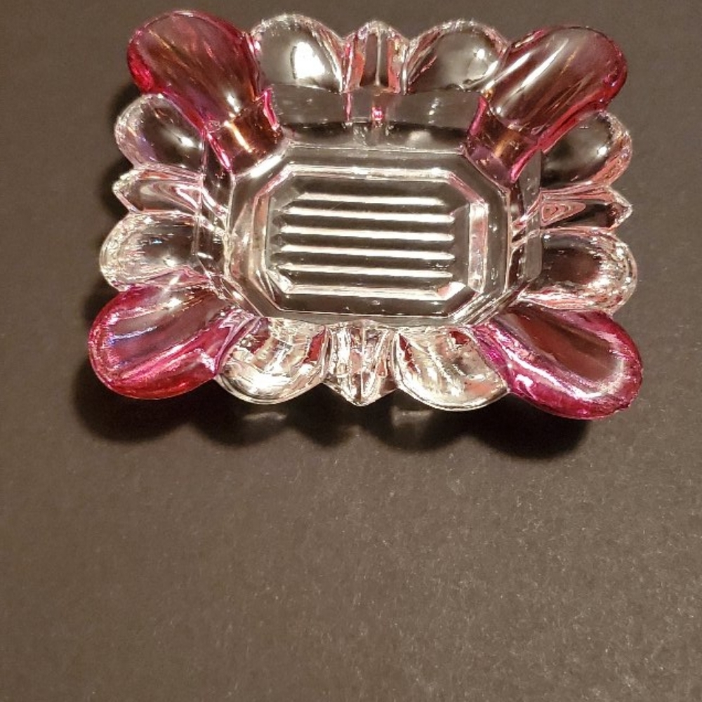 Vintage Clear/Red Colored Ashtray